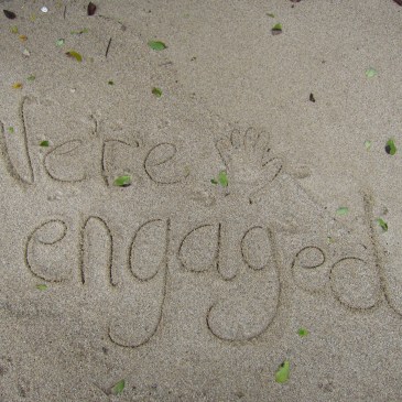 Engagement announcement in the sand